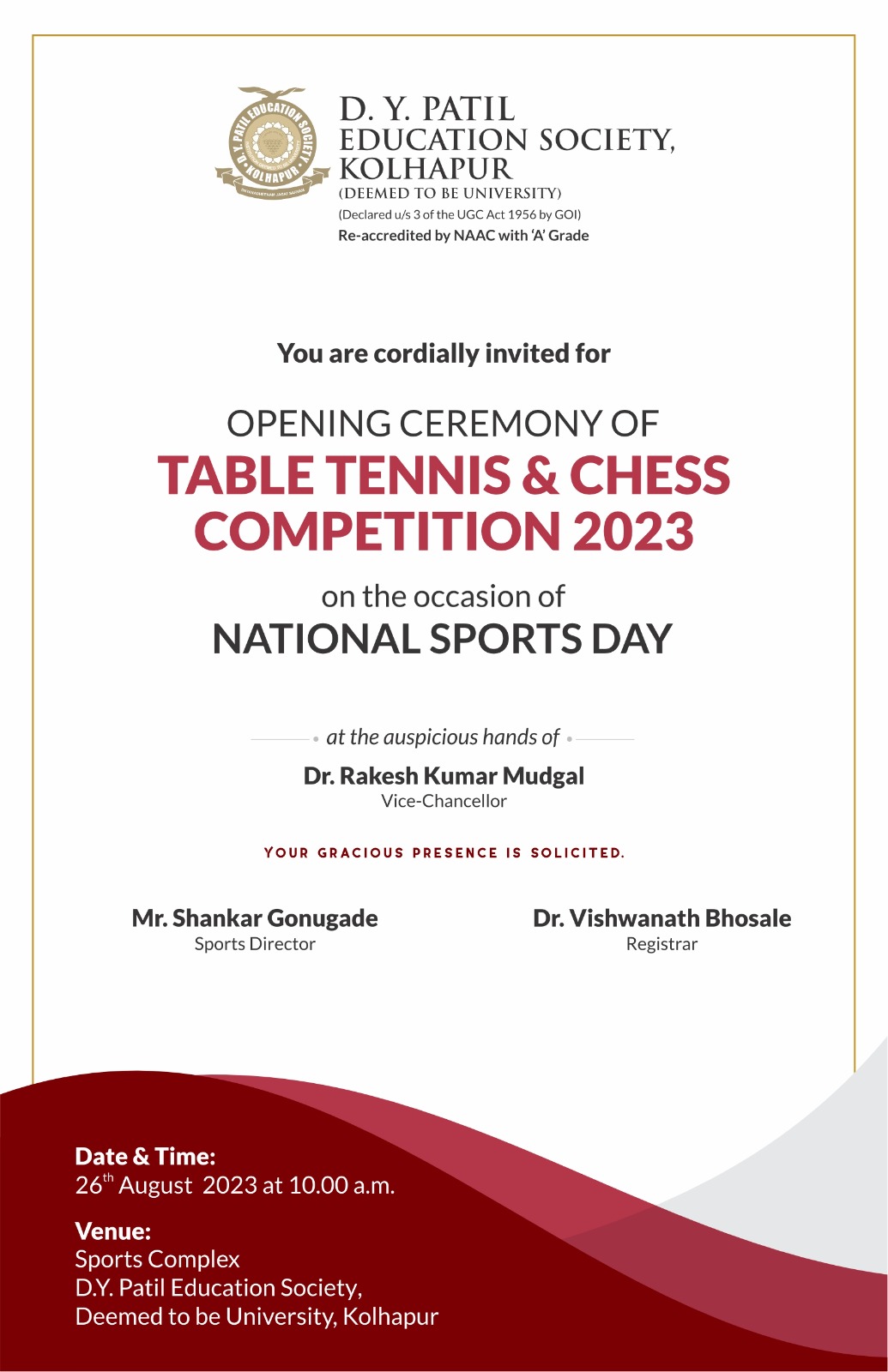 Table Tennis & Chess Competition 2023 on occasion of National Sports Day