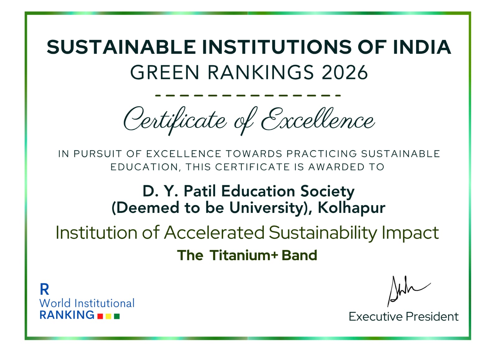 Leap to Titanium Plus Band (2026) from the Diamond Band (2025) reflects our commitment to sustainability and progress.